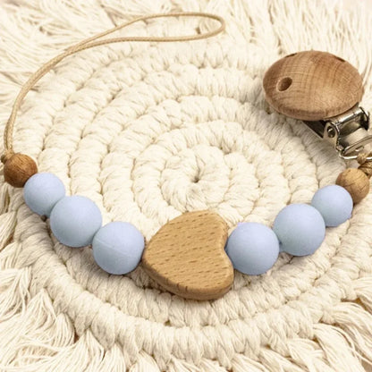 Baby Wooden Pacifier Clip | Crochet Cartoon Teething Soother Chain | BPA-Free Nursing Dummy Holder for Infants