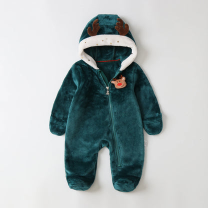 AYNIGIELL Newborn Baby Christmas Clothes | Plush Winter Romper Jumpsuit | Infant Boys Girls Warm Holiday Outfit