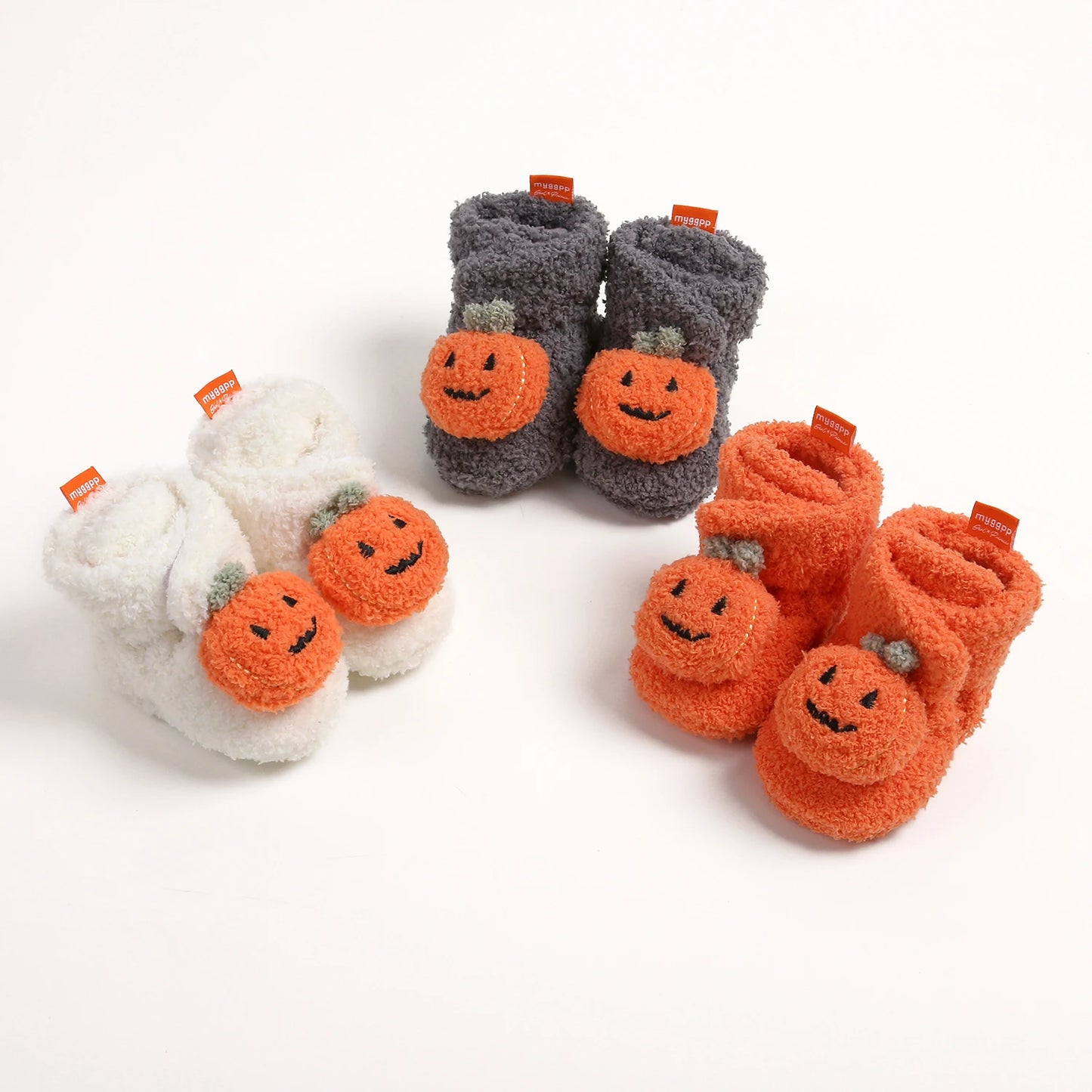 Baby Halloween Pumpkin Booties | Infant Newborn Sock Shoes | Winter Warm Crib Shoes | First Walkers & Prewalkers