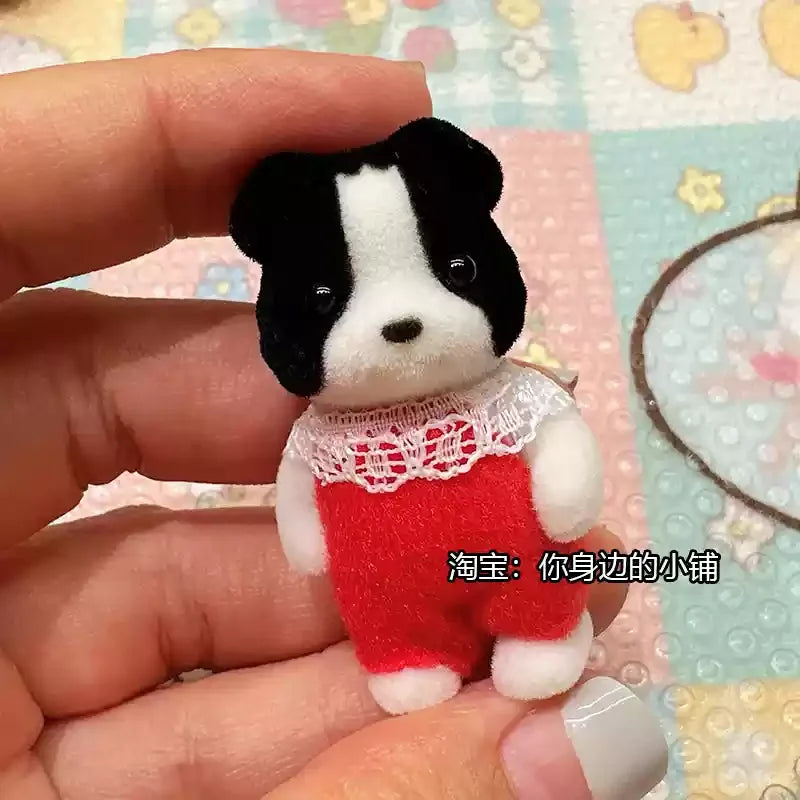 Original Sylvanian Families Rabbit Grove Family & Panda Chef Baby | Dollhouse Christmas Girl Flocking Dolls | Collectible Ornaments & Decorations