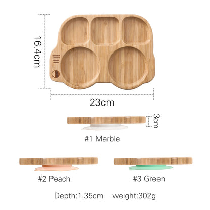 Baby Silicone Sucker Plate Spoon Fork Sets Children Feeding Tableware Set BPA Free Wooden Food Grade Dinner Plate Baby Stuff