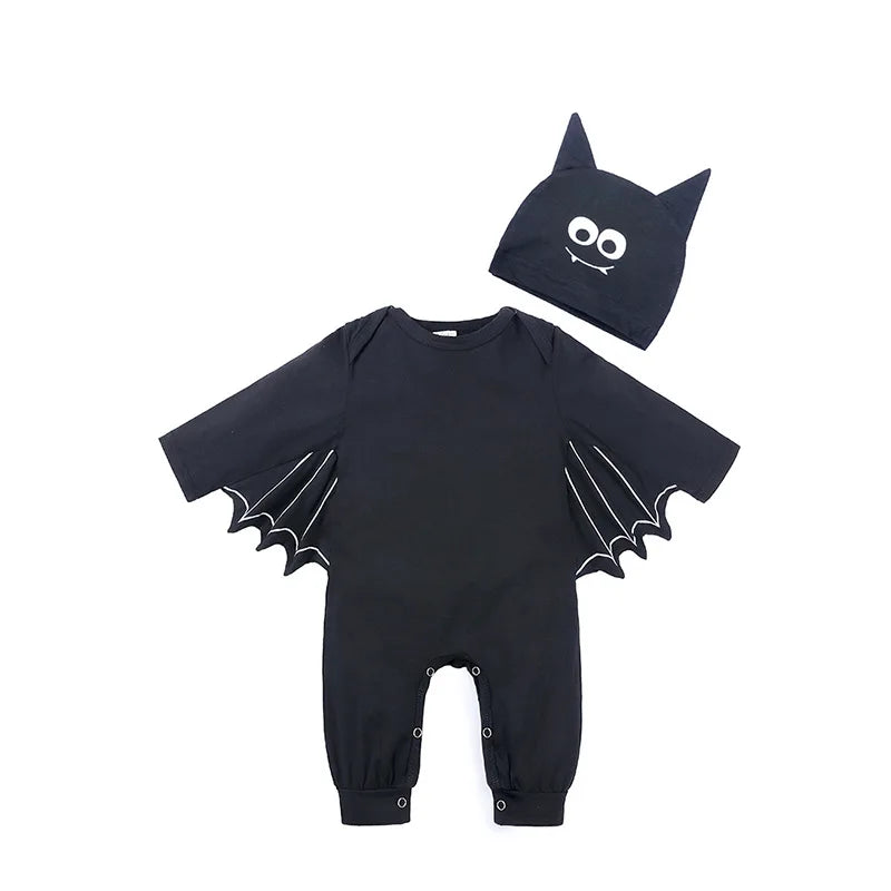 Baby’s First Halloween Bat Costume | Infant Black Romper Jumpsuit | Boys & Girls Cosplay Outfit for Purim, Party & Carnival