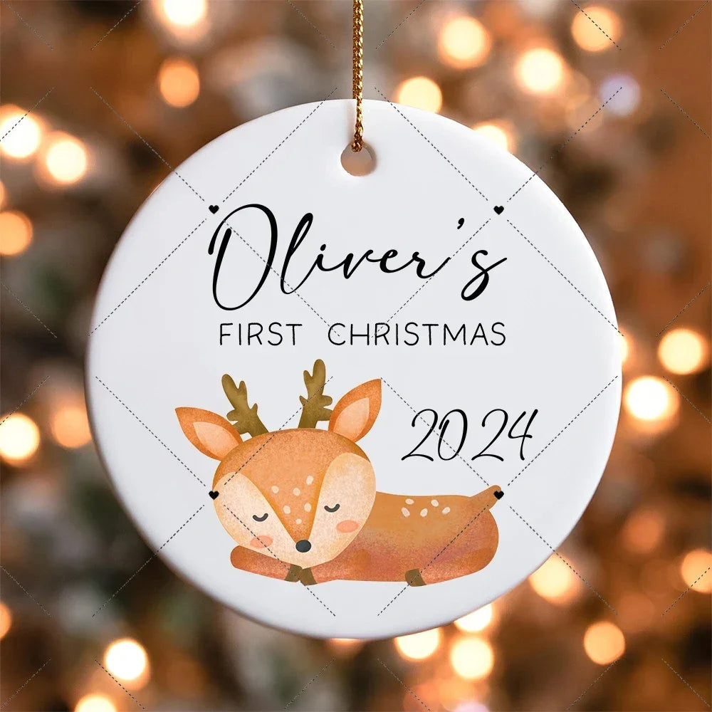 First Christmas Baby Ornament | Personalized Ceramic Keepsake | Custom Holiday Decoration & Baby’s First Christmas Gift