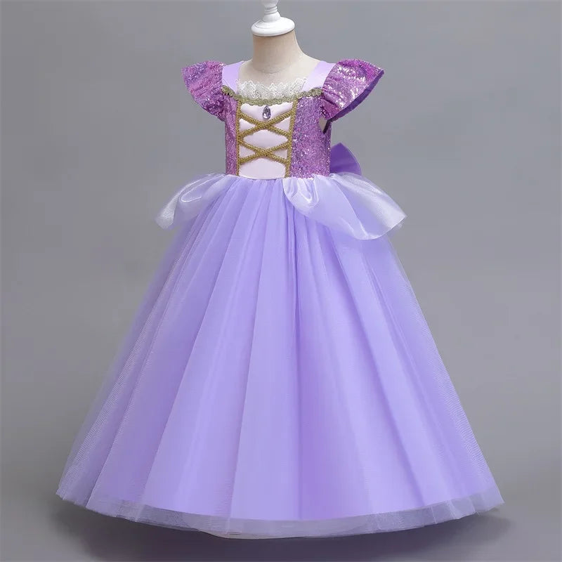 Cinderella Belle Princess Costume Dress for Girls | Rapunzel Cosplay Outfit | Kids Halloween Disguise, Christmas & Birthday Party Clothes