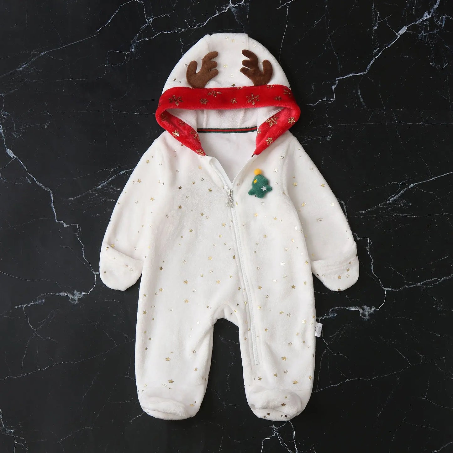 AYNIGIELL Newborn Baby Christmas Clothes | Plush Winter Romper Jumpsuit | Infant Boys Girls Warm Holiday Outfit