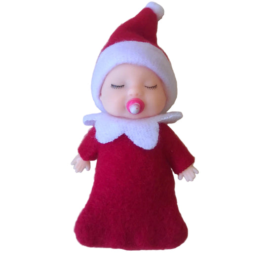 7cm Christmas Elf Baby Dolls | Miniature Dolls with Dummy & Movable Arms Legs | Dollhouse Accessories & Holiday Decorations