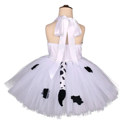 Baby Girls Halloween Animal Cosplay Costume | Kids Forest Theme Giraffe, Cow, Tiger, Leopard, Zebra Tutu Dress | Birthday & Party Outfit