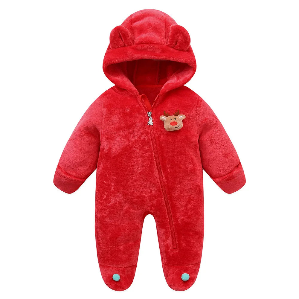 AYNIGIELL Newborn Baby Christmas Clothes | Plush Winter Romper Jumpsuit | Infant Boys Girls Warm Holiday Outfit
