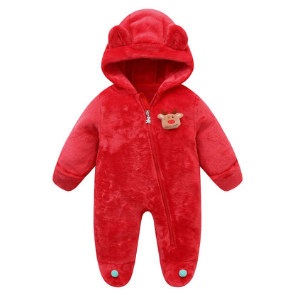 AYNIGIELL Newborn Baby Christmas Clothes | Plush Winter Romper Jumpsuit | Infant Boys Girls Warm Holiday Outfit