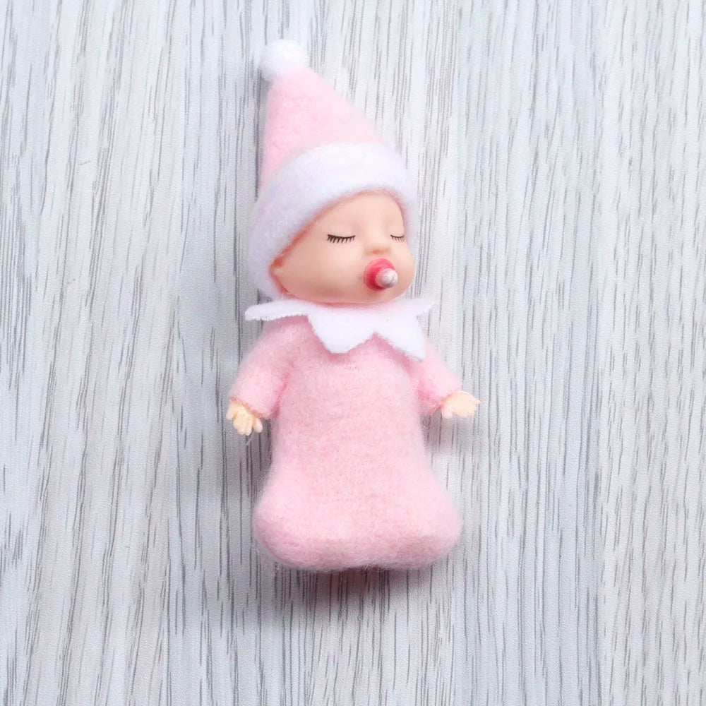 7cm Christmas Elf Baby Dolls | Miniature Dolls with Dummy & Movable Arms Legs | Dollhouse Accessories & Holiday Decorations
