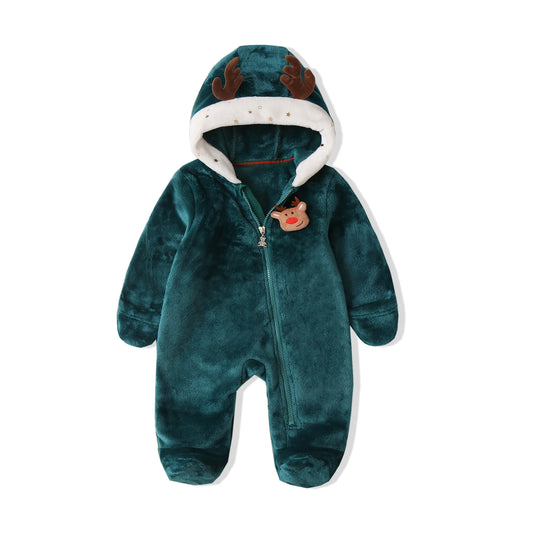 AYNIGIELL Newborn Baby Christmas Clothes | Plush Winter Romper Jumpsuit | Infant Boys Girls Warm Holiday Outfit