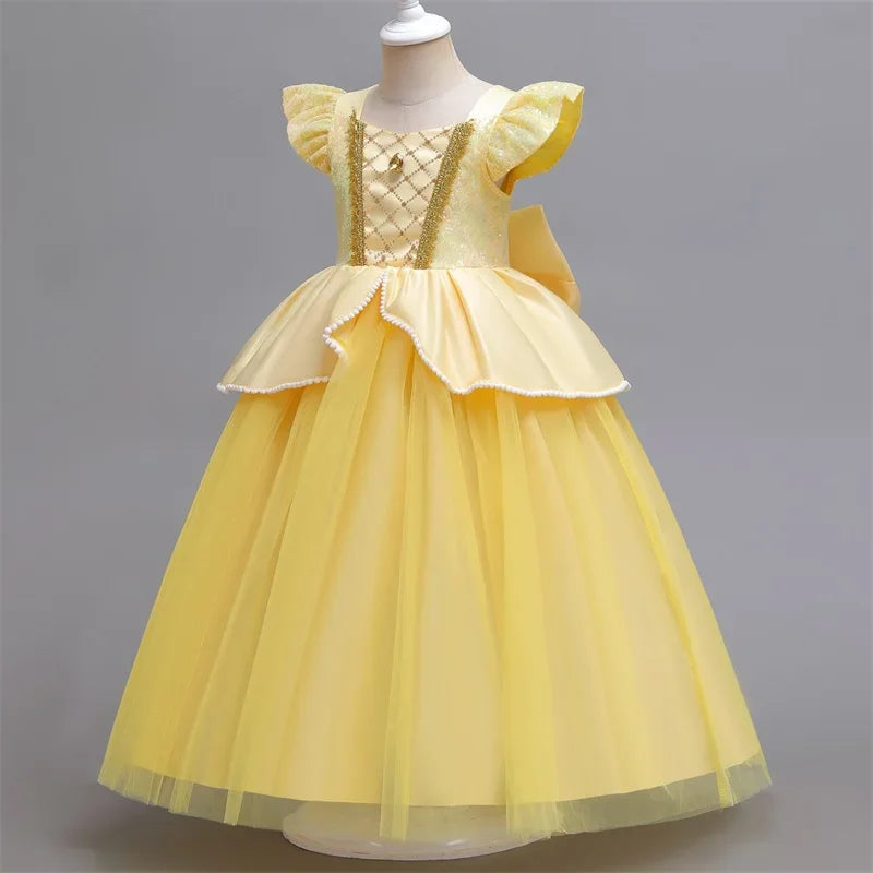 Cinderella Belle Princess Costume Dress for Girls | Rapunzel Cosplay Outfit | Kids Halloween Disguise, Christmas & Birthday Party Clothes