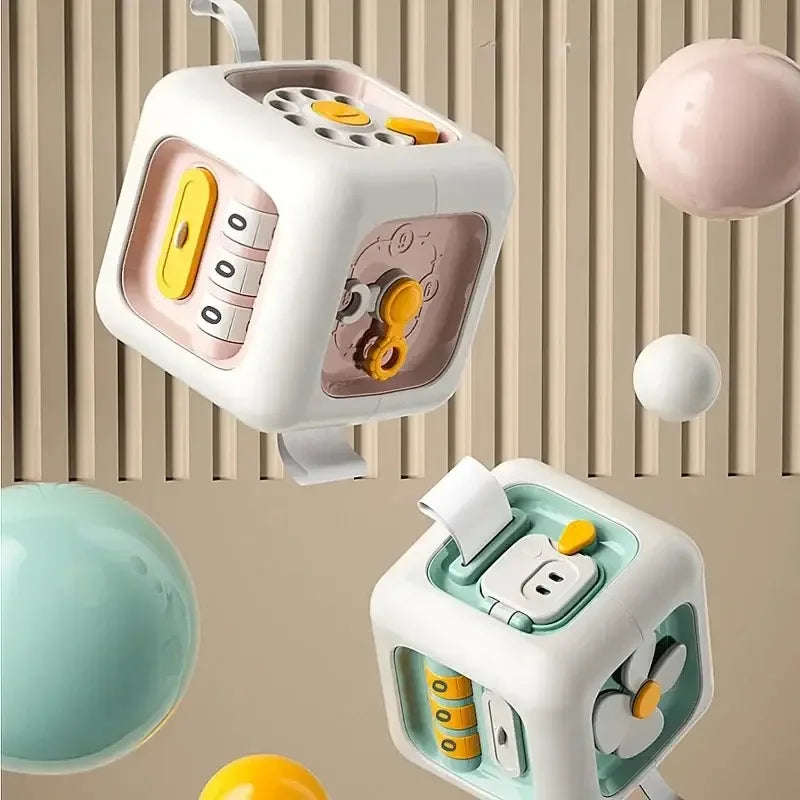 Baby Montessori Drawer Cube – 6-in-1 Practice Skills Toy | Sensory Busy Board & Educational Fidget Toy for Boys & Girls