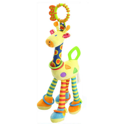 Soft Giraffe & Zebra Animal Handbell Rattle Plush Baby Toy with Teether | Infant Developmental Handle Toys for Newborn Gifts