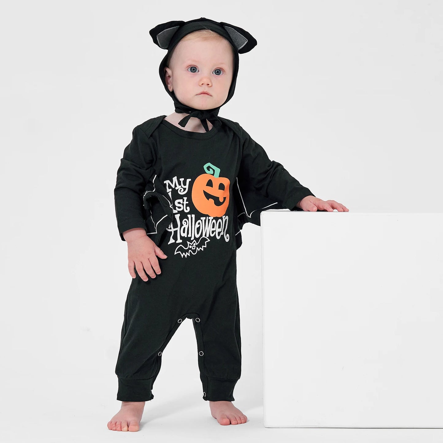 Baby’s First Halloween Bat Costume | Infant Black Romper Jumpsuit | Boys & Girls Cosplay Outfit for Purim, Party & Carnival