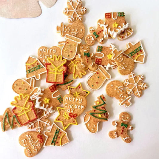 10Pcs Christmas Resin Flat Back Cabochons | DIY Scrapbooking, Baby Headwear, Bow & Ornament Accessories