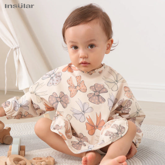 New Children Feeding Aprons – Waterproof Long Sleeve Baby Bib with Pocket | Full Cover Baby Bibs for Toddlers Boys & Girls