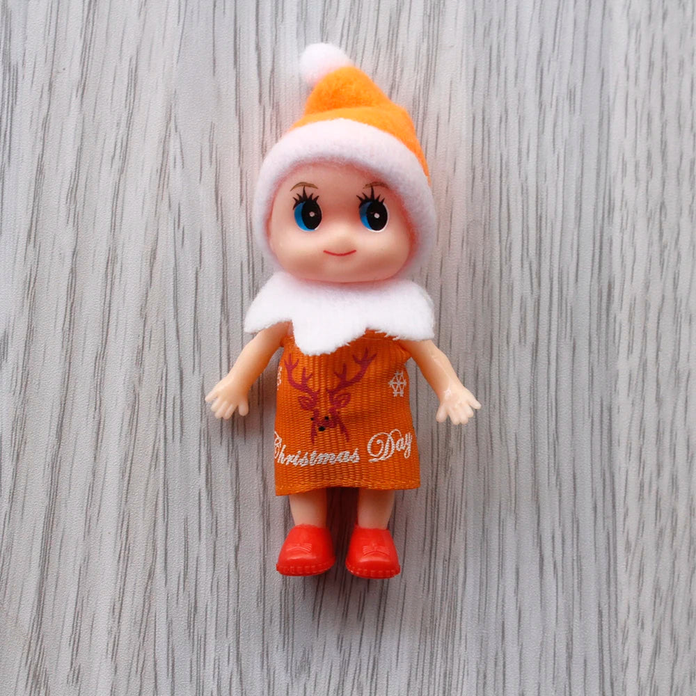 7cm Christmas Elf Baby Dolls | Miniature Dolls with Dummy & Movable Arms Legs | Dollhouse Accessories & Holiday Decorations