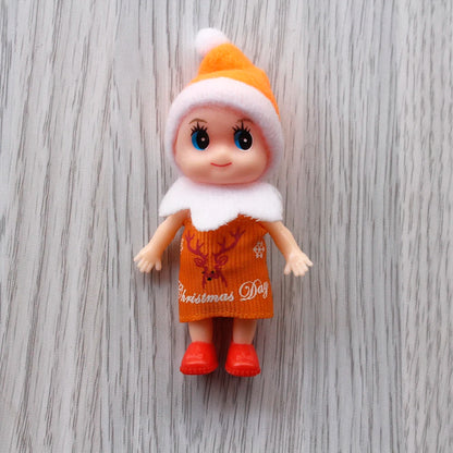 7cm Christmas Elf Baby Dolls | Miniature Dolls with Dummy & Movable Arms Legs | Dollhouse Accessories & Holiday Decorations