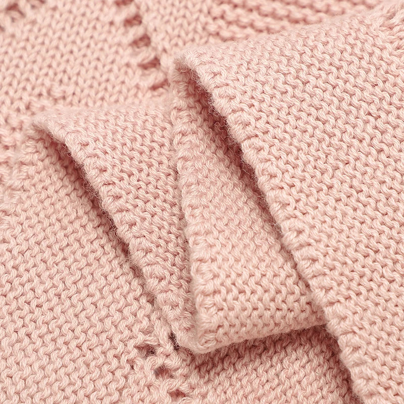 Super Soft Cotton Baby Blanket – Newborn Knit Swaddle Wrap for Stroller, Nursery & Sleeping (90×70cm)