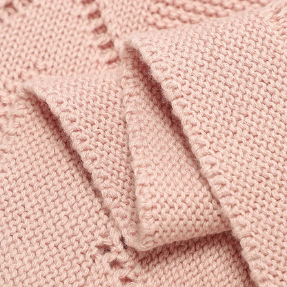 Super Soft Cotton Baby Blanket – Newborn Knit Swaddle Wrap for Stroller, Nursery & Sleeping (90×70cm)