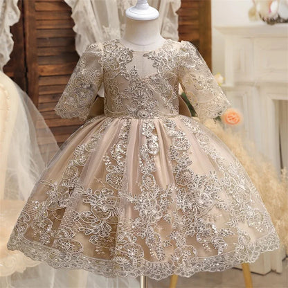 Baby Girl Christmas Dress | Toddler Long Sleeve Lace Tutu Princess Gown | 1st Birthday, Wedding & Party Outfit
