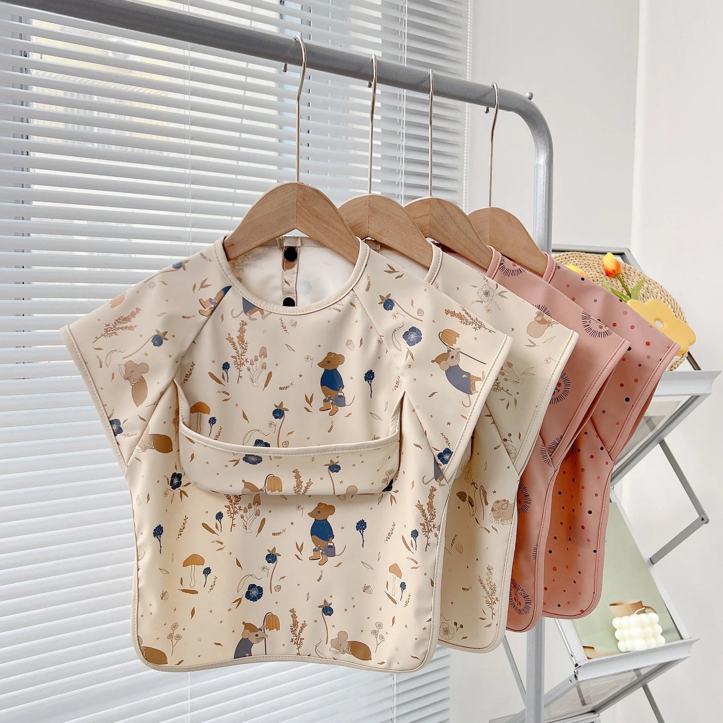 Cute Baby Bibs – Waterproof Toddler Feeding Smock with Short Sleeves | Cartoon Animal Apron Bibs for Babies & Kids (0–6Y)
