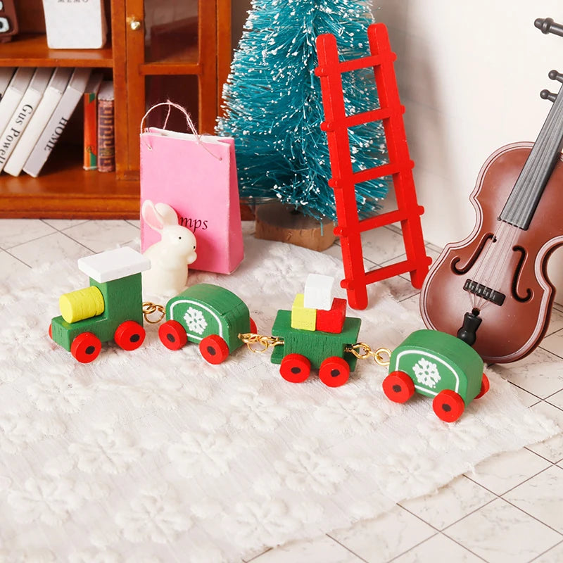 Christmas Dollhouse Decorations | Mini Snowflake Train, Festive Ornaments & Miniature Food Play Set