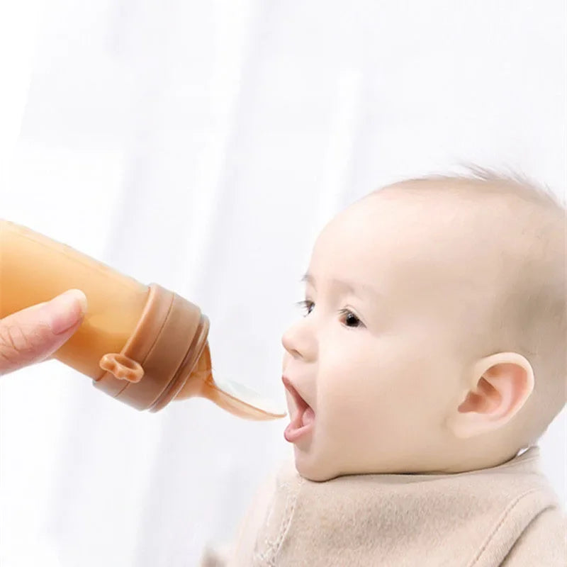 Baby Spoon Bottle Feeder – Silicone Squeeze Spoon with Medicine Dropper | Safe Feeding Utensils & Cutlery for Infants & Toddlers