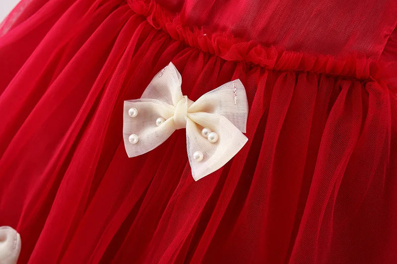Baby Girl Red Christmas Princess Dress | Toddler Summer Party Outfit with Bow | Infant Girls Clothing (9 Months – 3 Years)