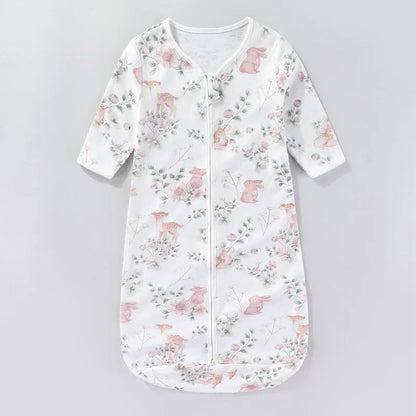 Pure Cotton Baby Sleeping Bag – Newborn One-Piece Sleep Sack with Long Sleeves, Anti-Startle Design for Summer & Spring