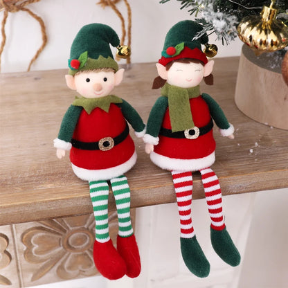 Christmas Hanging Plush Elf Dolls | Long-Legged Santa Claus Boy & Girl Ornaments | Holiday Party & New Year Decorations