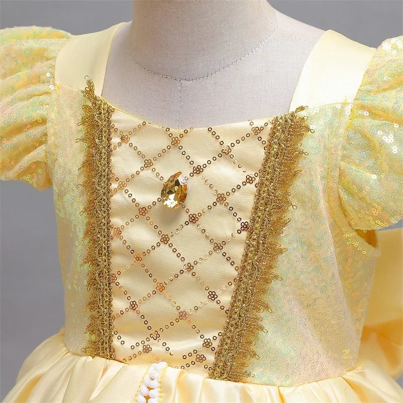 Cinderella Belle Princess Costume Dress for Girls | Rapunzel Cosplay Outfit | Kids Halloween Disguise, Christmas & Birthday Party Clothes