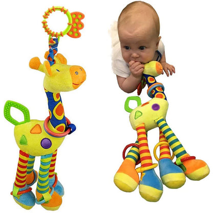 Soft Infant Crib & Stroller Mobile Hanging Rattle – Cute Stuffed Animal Baby Toys | Educational Hand Grip Toy for Brain Development