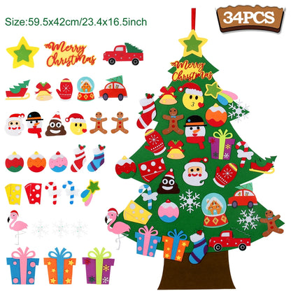 Kids DIY Felt Christmas Tree | Wall Hanging Xmas Tree with Ornaments | 2025 Christmas & 2026 New Year Decorations