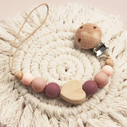 Baby Wooden Pacifier Clip | Crochet Cartoon Teething Soother Chain | BPA-Free Nursing Dummy Holder for Infants