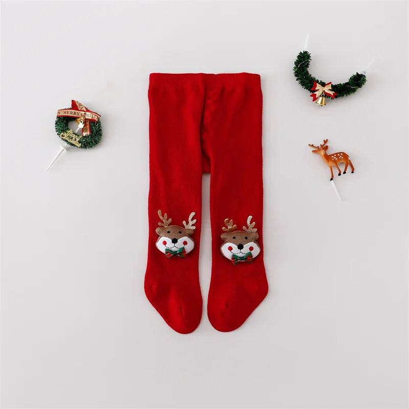 Baby Christmas Tights | Infant Girls Knitted Red Cotton Stockings | Newborn & Toddler Leggings 0–24 Months