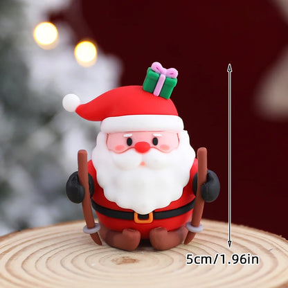 Christmas Cake Topper Set | Bear Doll Ornaments, Red Sweater & Green Shirt, Rainbow Arch & Gift Box | Holiday Party Cake Decorations