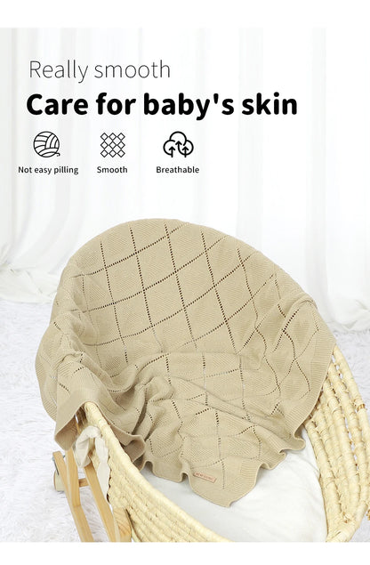 Super Soft Cotton Baby Blanket – Newborn Knit Swaddle Wrap for Stroller, Nursery & Sleeping (90×70cm)