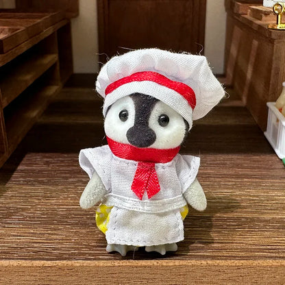 Original Sylvanian Families Rabbit Grove Family & Panda Chef Baby | Dollhouse Christmas Girl Flocking Dolls | Collectible Ornaments & Decorations