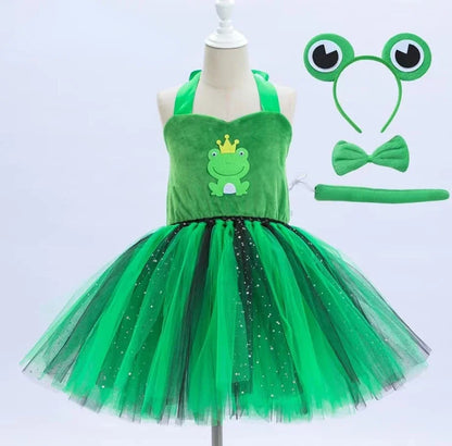 Baby Girls Halloween Animal Cosplay Costume | Kids Forest Theme Giraffe, Cow, Tiger, Leopard, Zebra Tutu Dress | Birthday & Party Outfit