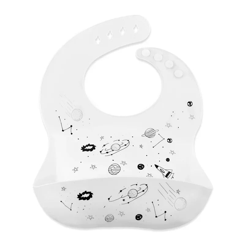 Fashionable Baby Silicone Bib – Adjustable Waterproof Feeding Cloth & Saliva Towel | Newborn Infant Bibs for Boys & Girls