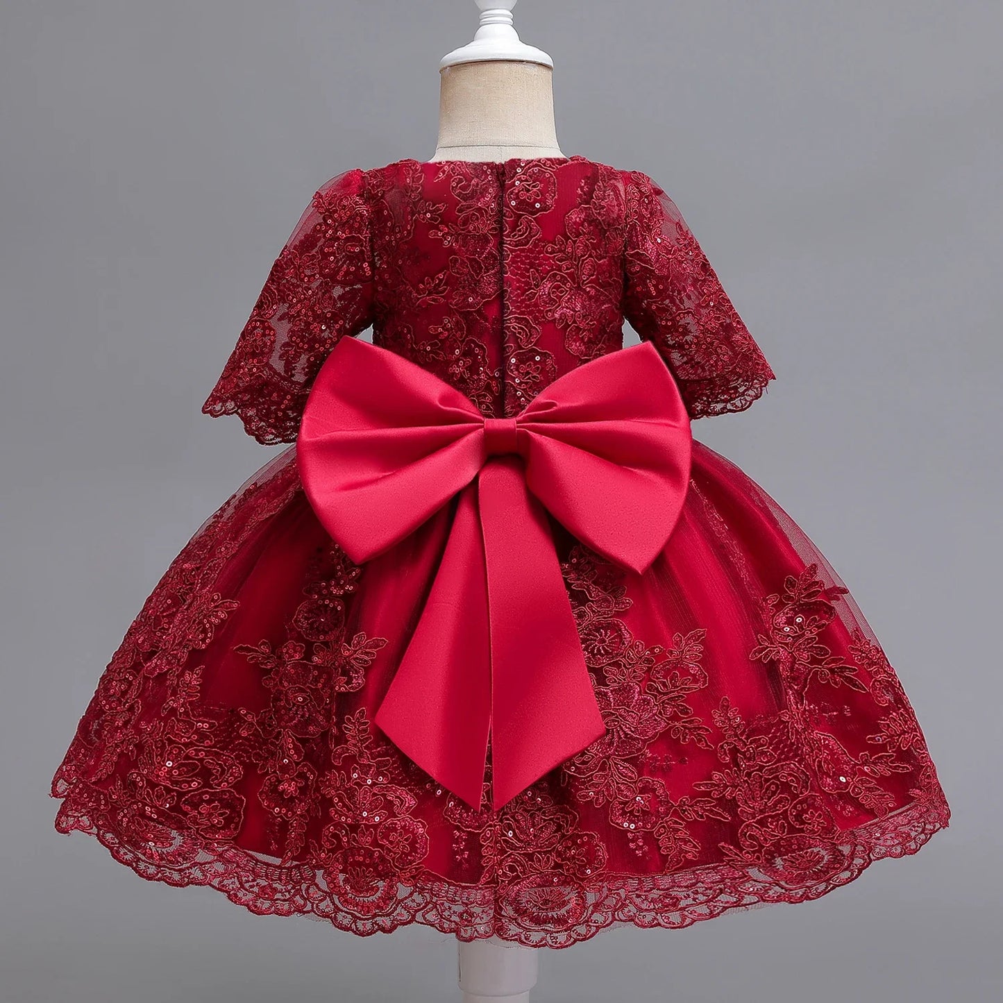 Baby Girl Christmas Dress | Toddler Long Sleeve Lace Tutu Princess Gown | 1st Birthday, Wedding & Party Outfit