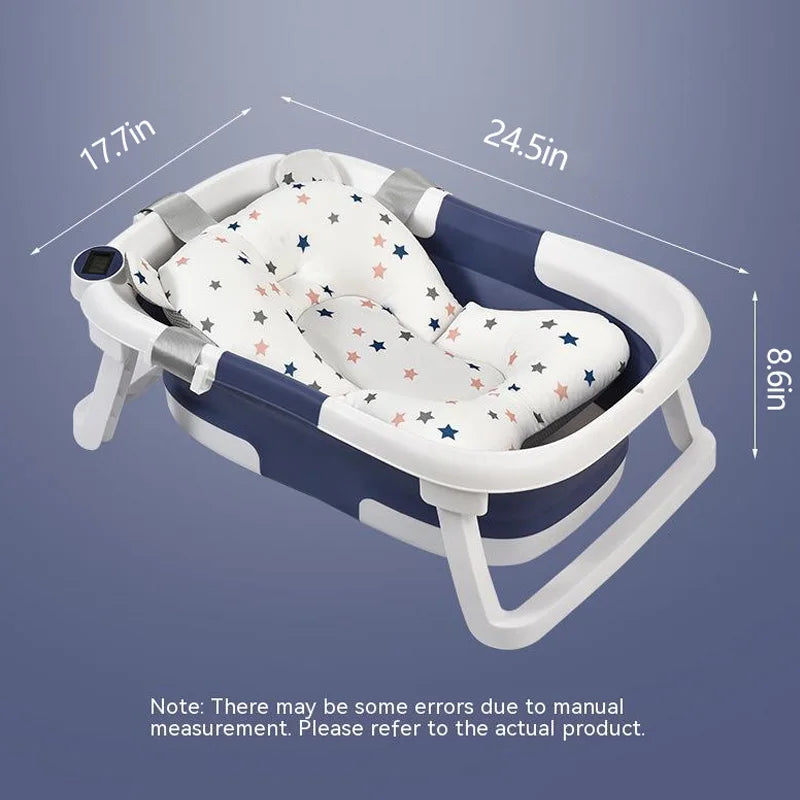 Real-time Temperature Silicone Baby Bathtub – Folding Non-Slip Infant Bath Bucket with Temperature Sensing for Safe Bathing