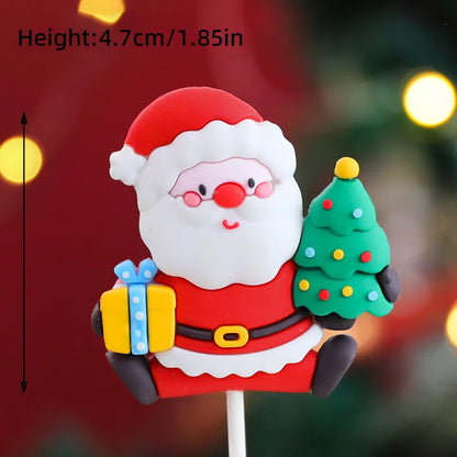 Christmas Cake Topper Set | Bear Doll Ornaments, Red Sweater & Green Shirt, Rainbow Arch & Gift Box | Holiday Party Cake Decorations