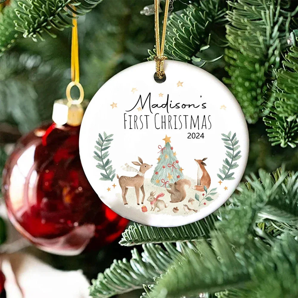 First Christmas Baby Ornament | Personalized Ceramic Keepsake | Custom Holiday Decoration & Baby’s First Christmas Gift
