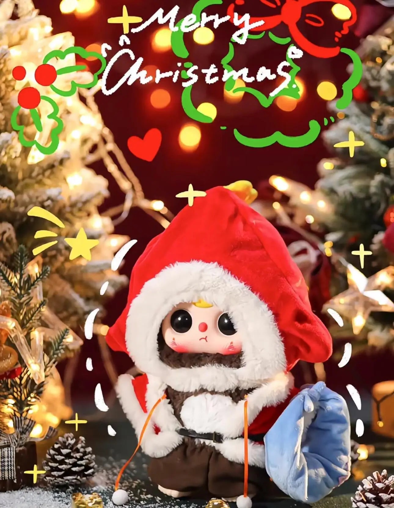 In Stock Baby Three 400% Christmas Limited Style Vinyl Doll Kawaii Doll Character Big Baby Collection Blind Box Cute Toys Gifts