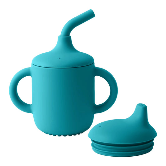 Silicone Baby Sippy Cup with Double Lids – BPA-Free Training Cup for Infants & Toddlers, Portable Feeding Water Bottle