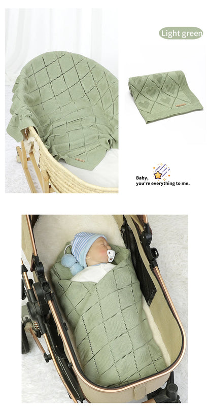 Super Soft Cotton Baby Blanket – Newborn Knit Swaddle Wrap for Stroller, Nursery & Sleeping (90×70cm)