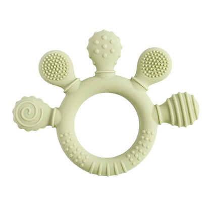 1PC Baby Silicone Teether Toy with Pacifier Chain | BPA-Free Finger Ring Soothing Teething Toy for Newborns & Baby Shower Gifts